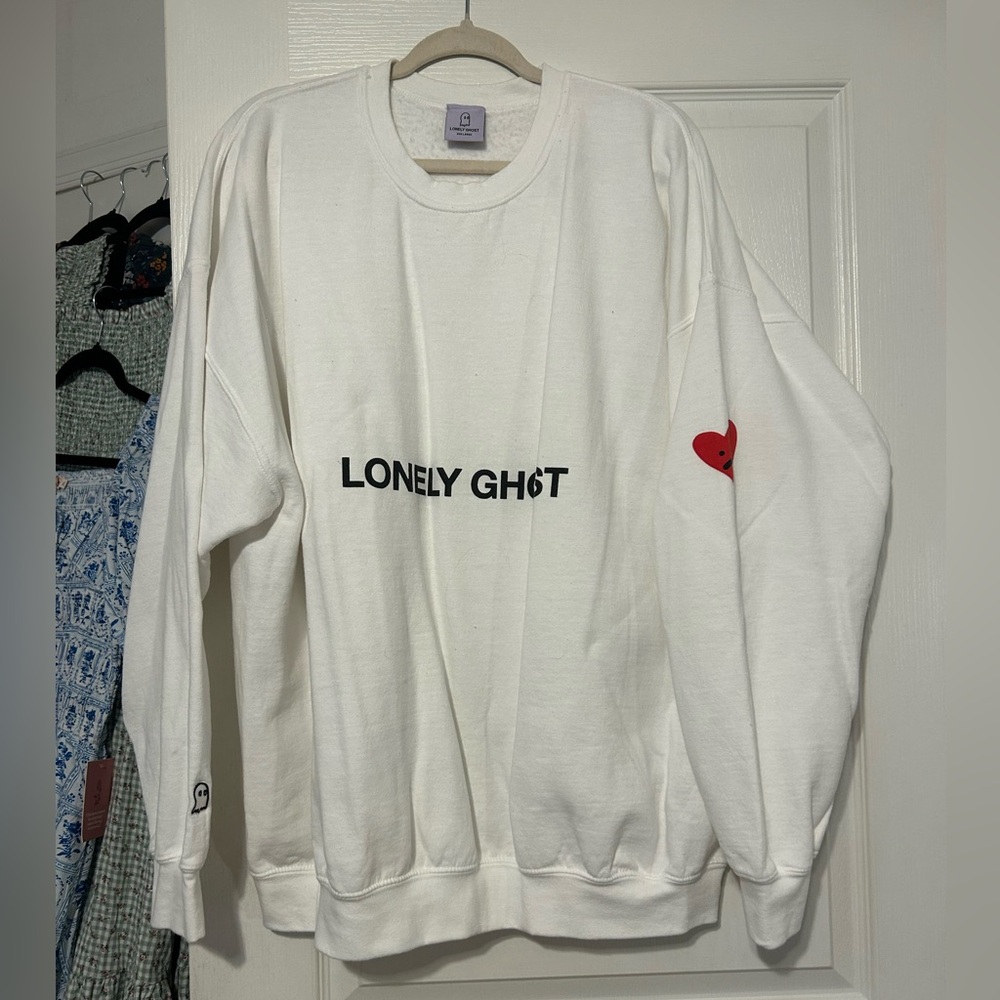 Lonely Ghost Heart on My Sleeve White Crewneck